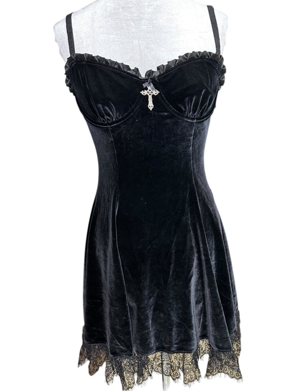 Widow “Blind Faith" Black Velvet Mini Dress. Size Small. Dolls Kill